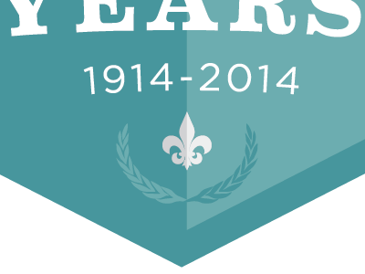 Logo in progress anniversary crest fleur de lis logo