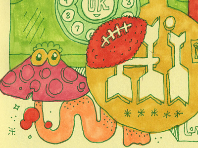 Phony Friends football hi illustration jeremy pettis phone shrooms