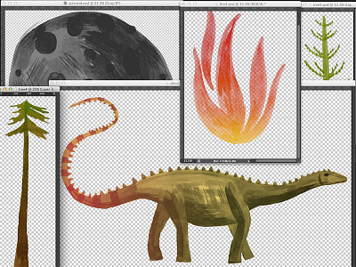 Cretatious Tertiary Mass extinciton animation asteroid dinosaur fire trees