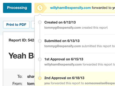 Report Flow Dropdown approval chain clock dropdown flat ui