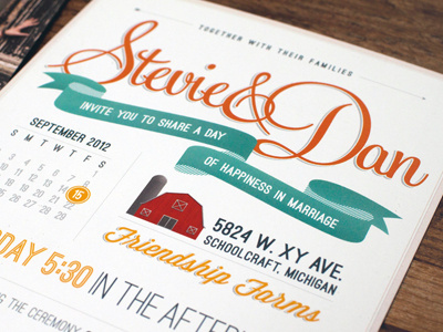 Stevie & Dan Wedding Invites bride diy farm font icons identity illustration lettering logo print type wedding