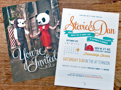 Stevie & Dan Wedding Invites FULL calendar cursive custom font design diy farm house illustration logo playfulness print typography wedding