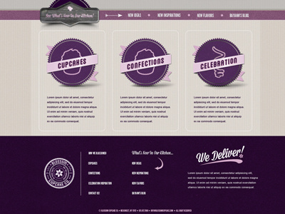 Mid Section and Footer of blossomcupcake.com design website