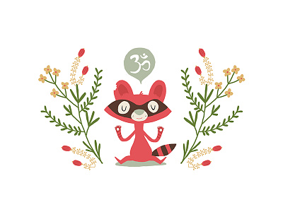 Om Raccoon meditation pink raccoon