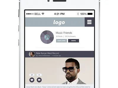 iOS App preview app design application flat flat design ios minimal music photoshop ui user interface web