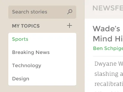 Latest Stories Sidebar brown feed flat green news stories tan