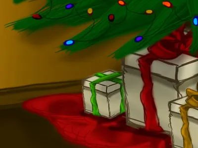 Christmas in June christmas gift lights ribbon tree