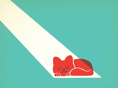 Sunlight/Cat beam cat colour greeting card illustration kitten kitty light retro silkscreen simple sun