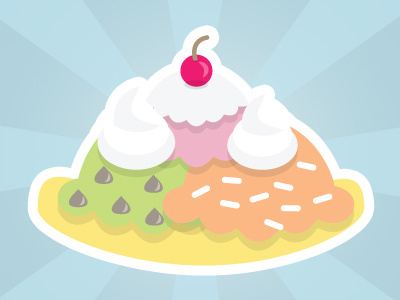 Sundae banana cherry chocolate chip dessert ice cream kawaii sprinkles sundae sweets vector