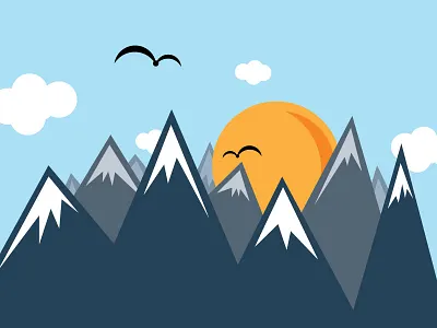 Holy Mountains birds clouds illustration illustrator mountains outdoors sky sun