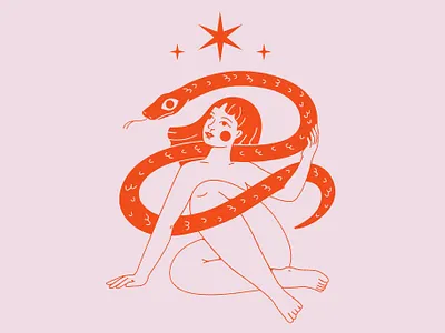 Year of the Snake!✨ boho china chinese girl graphic design icon illustration logo mistical mystic newyear snake yearofthesnake