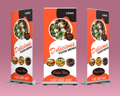 Food Roll Up Banner Design banner ads banner design branding design graphic design logo roll up roll up banner roll up banner design social media post