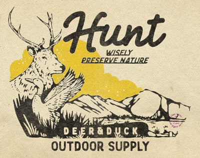 Hunt 'Outdoor' branding graphic design handdrawn illustration logo vintage vintage design