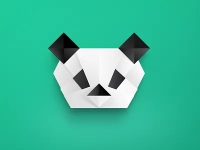 Panda origami art digital face facet geometric gradient illustrator origami poly protrait vector