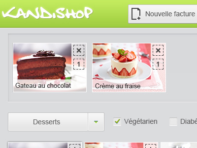 Kandishop app dessert food green restaurant ui