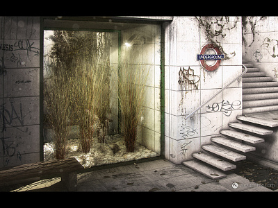 Underground c4d cinema4d exterior graffiti underground vray