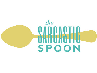 the sarcastic spoon | two blog logo sans sans serif serif teal yellow