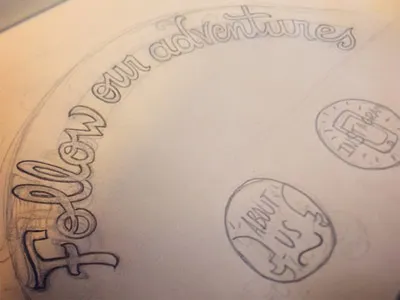 Follow Our Adventures hand lettering icons lettering pencil script sketch