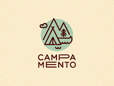 CAMPAMENTO logo canoe mountains summer camp tent tree