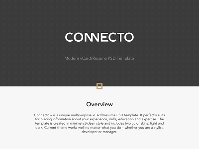 Connecto connecto luxury personal presentation psd template resume vcard
