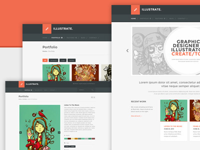 illustrate WP Theme flat free free psd psd ui web design webdesign