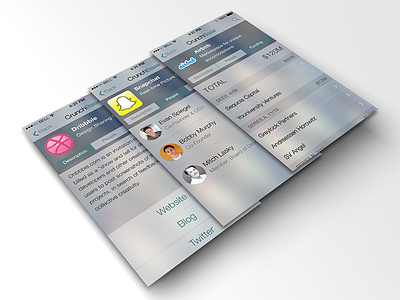 CrunchBase iOS7 App crunchbase flat ios7 iphone mobile ui ux