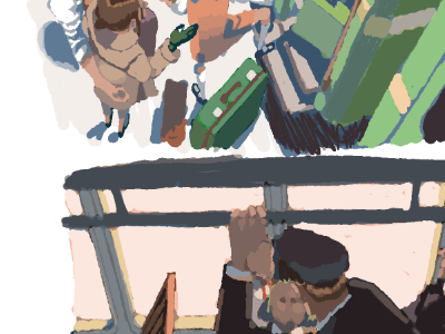 Color Roughing color drawing figures illustration marc aspinall pencil suitcase the tree house press train tthp wip