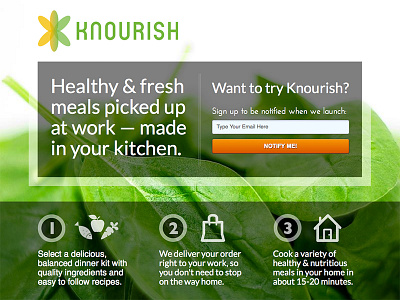 Knourish Launch Page food identity launch logo ui