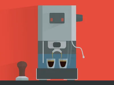 Espressomachine classic coffee espresso flat gaggia illustration machine