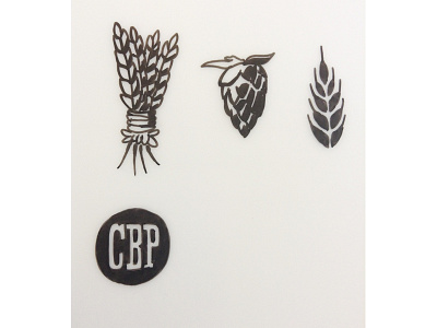 Collective Brewing Project - Symbol/Mark Sketch 2 barley brewing hops lettering symbol