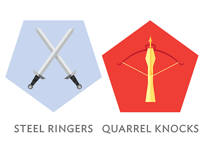 Rivaldian Mercenaries banners crossbow flat illustration sigils sword vector