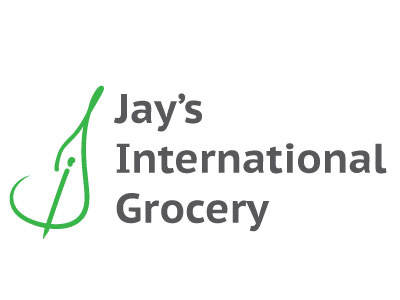 Jay's International grocery i initials j leaf letters mark