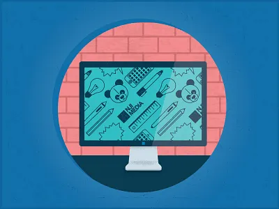 NJI Media Site Launch blue computer desk nji media panda pattern site launch web website