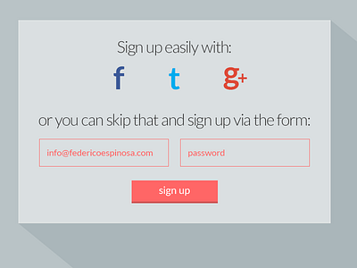 Sign up form button form long shadow sign up form signup simple ui