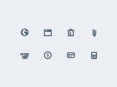 Minder Icon Set blue browser bulb cart globe icon mini money set tiny trash ui