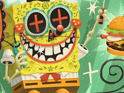 Picante SpongeBob - Gallery Nucleus Tribute Show animation cartoon day of the dead dead exhibition fun hot plankton show spicy spongebob tv show