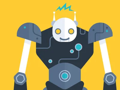 Robot (in progress) flat future hatchers illustration robot space vector yellow