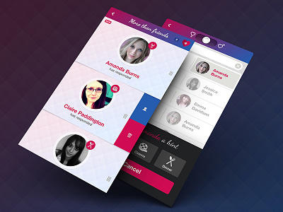 Matchmaking App UI app interface cyan flat fuschia gradient solid ui