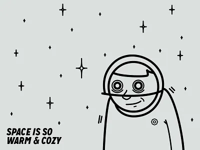 Space is Cozy 2d astronaut cartoon character design digital illustration space stars vector