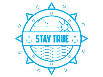 Stay true fun logo mark ship