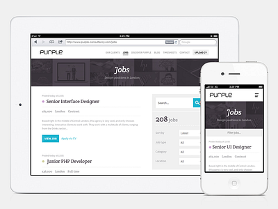 Jobs flat minimal mobile first responsive web