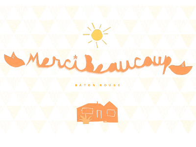 Merci Beaucoup bird cut paper house orange sun