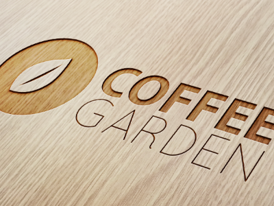 Coffee Garden - Branding // Wood Engraving Mock-up branding flat identity minimalist typography