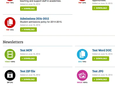 Downloads page downloads school website