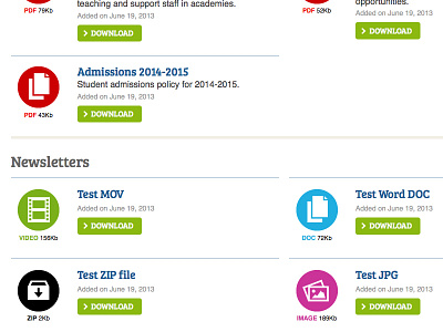 Downloads page downloads school website