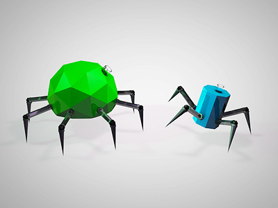Spider 3d blue c4d cinema4d green joint metal spider steel