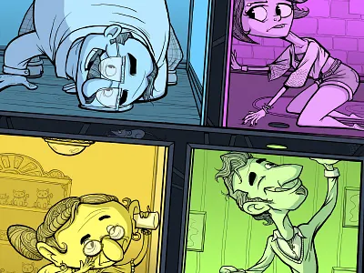 Rumors apartments armstrong characters dave humans illustration rumor spying