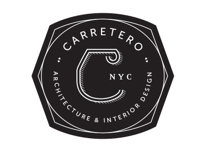 Carretero Seal badge black container contemporary icon modern nyc sans serif seal stroke typography white