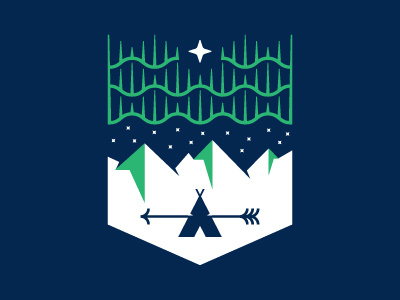 Northern Lights arrow illustration mountains northern lights rockies stars teepee tipi west