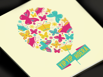 Villa Yip birthday card balloon birthday card butterfly happy illustration villa